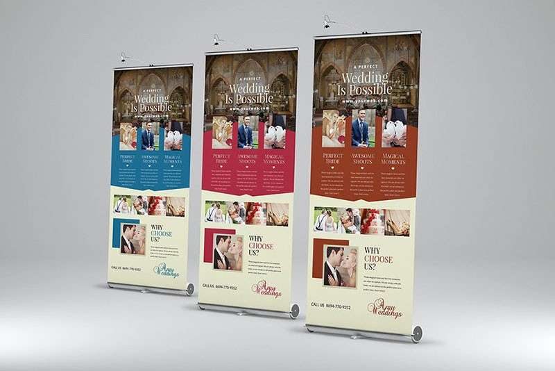 欧式婚礼易拉宝设计模板，PSD源文件 样机素材 第2张