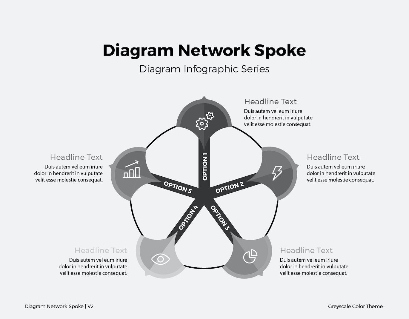 网络车轮图表矢量素材v2 Diagram Network Spoke V2 幻灯图表 第3张