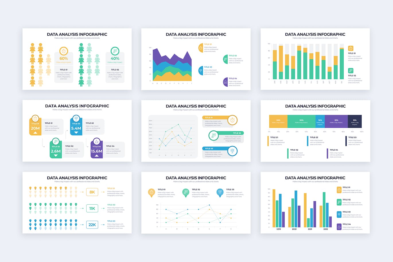 数据分析信息图表矢量模板 Business Data Analysis Illustrator Infographics 幻灯图表 第2张