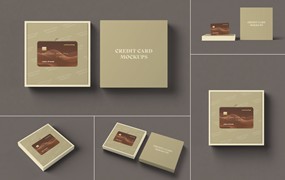 盒子信用卡设计展样机 Credit Card with Box Mockups