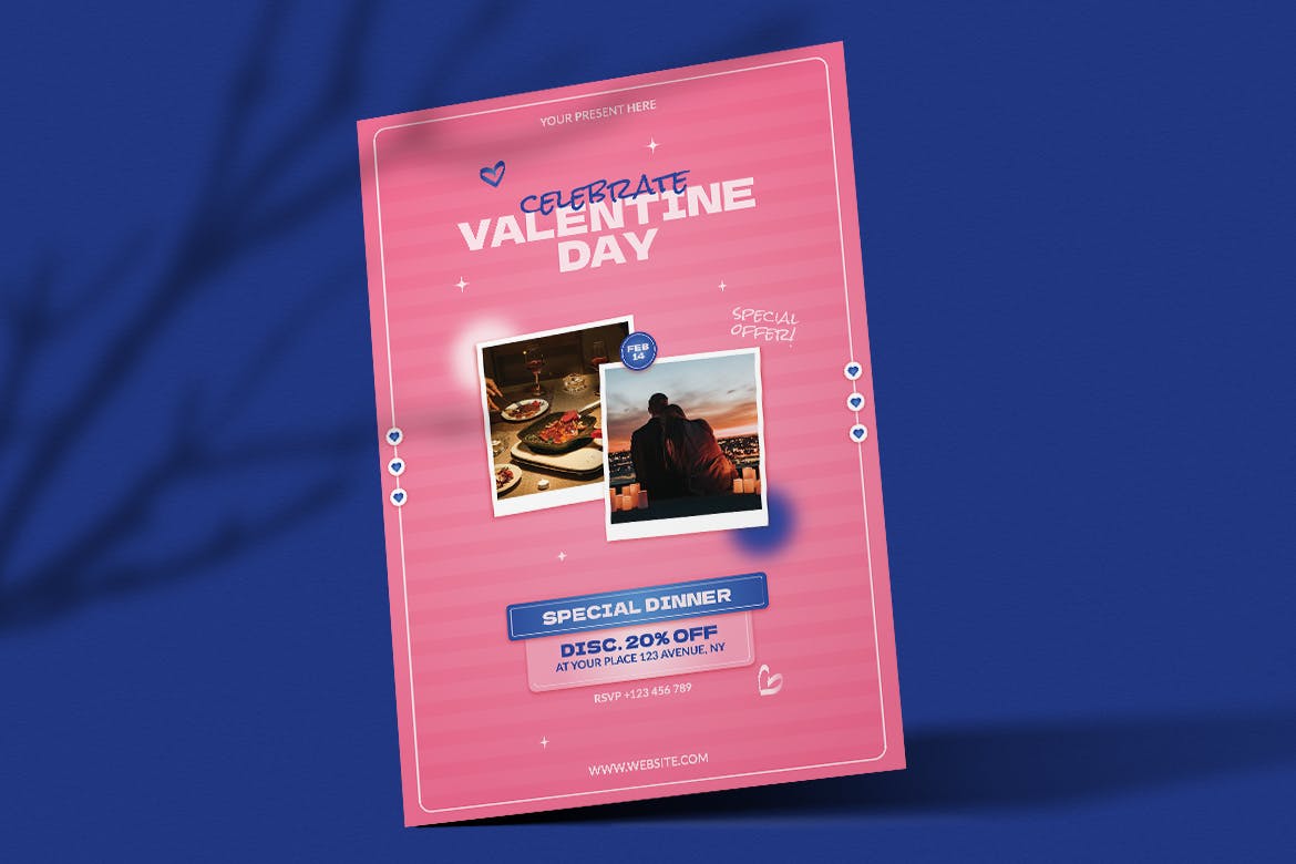 情人节粉色宣传单素材 Sille – Valentine Day Flyer 设计素材 第4张