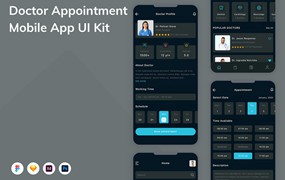 医生预约移动应用程序App设计UI模板 Doctor Appointment Mobile App UI Kit