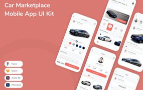 汽车市场App应用程序UI设计模板套件 Car Marketplace Mobile App UI Kit