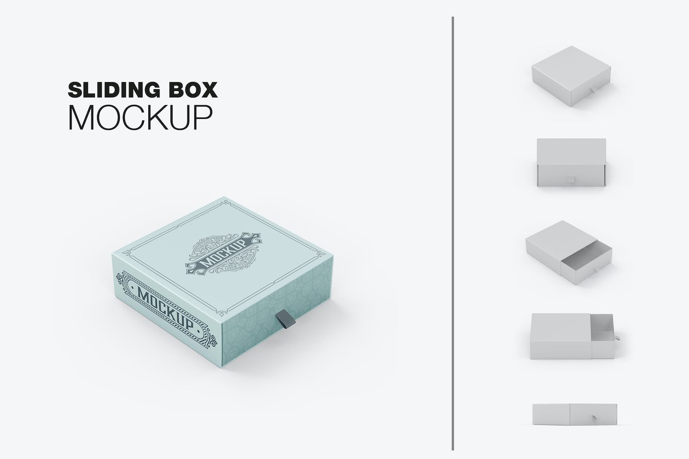 拖式纸盒包装设计样机 SlideBox Mockup 样机素材 第1张