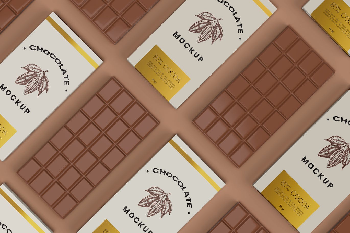 巧克力棒食品包装设计样机 Realistic Chocolate Bar Packaging Mockup 5 Views 样机素材 第6张