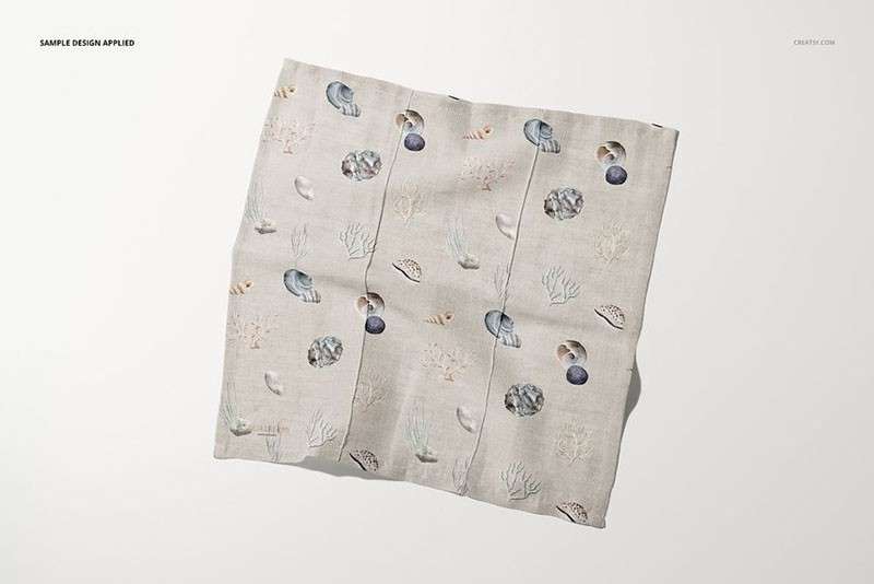 棉质亚麻布餐巾设计样机PSD 样机素材 第9张