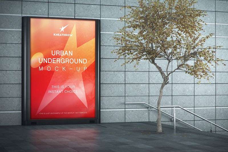 商场地库地铁站广告牌设计展示样机PSD模板 样机素材 第5张