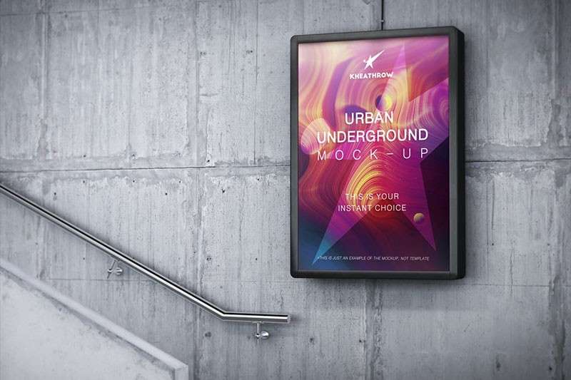 商场地库地铁站广告牌设计展示样机PSD模板 样机素材 第3张