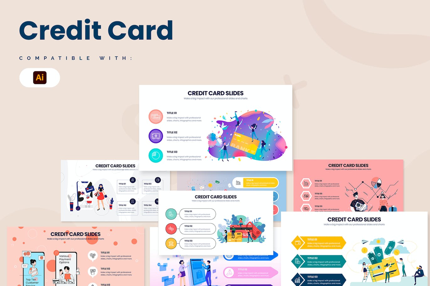 信用卡生活信息图表矢量模板 Business Credit Card Illustrator Infographics 幻灯图表 第1张