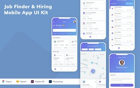 招聘求职应用App模板UI套件 Job Finder & Hiring Mobile App UI Kit