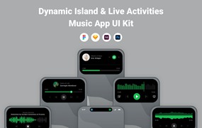 音乐应用App灵动岛UI模板套件 Dynamic Island & Live Activities Music App UI Kit
