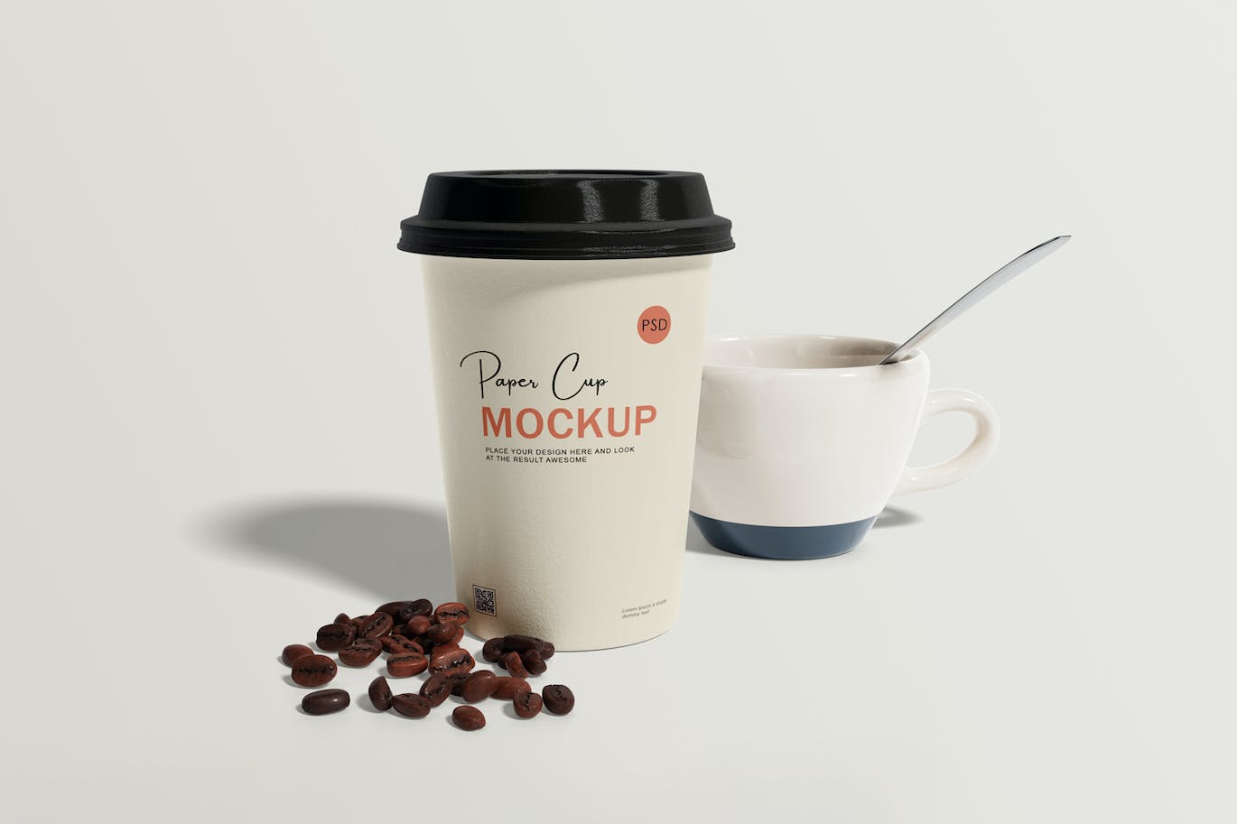 咖啡机咖啡杯包装设计样机 Coffee cup mockup with coffee machine 样机素材 第2张