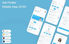 求职应聘App应用程序UI设计模板套件 Job Finder Mobile App UI Kit
