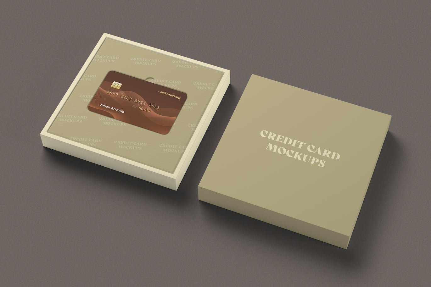 盒子信用卡设计展样机 Credit Card with Box Mockups 样机素材 第2张