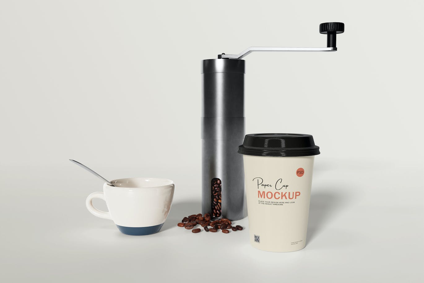 咖啡机咖啡杯包装设计样机 Coffee cup mockup with coffee machine 样机素材 第3张