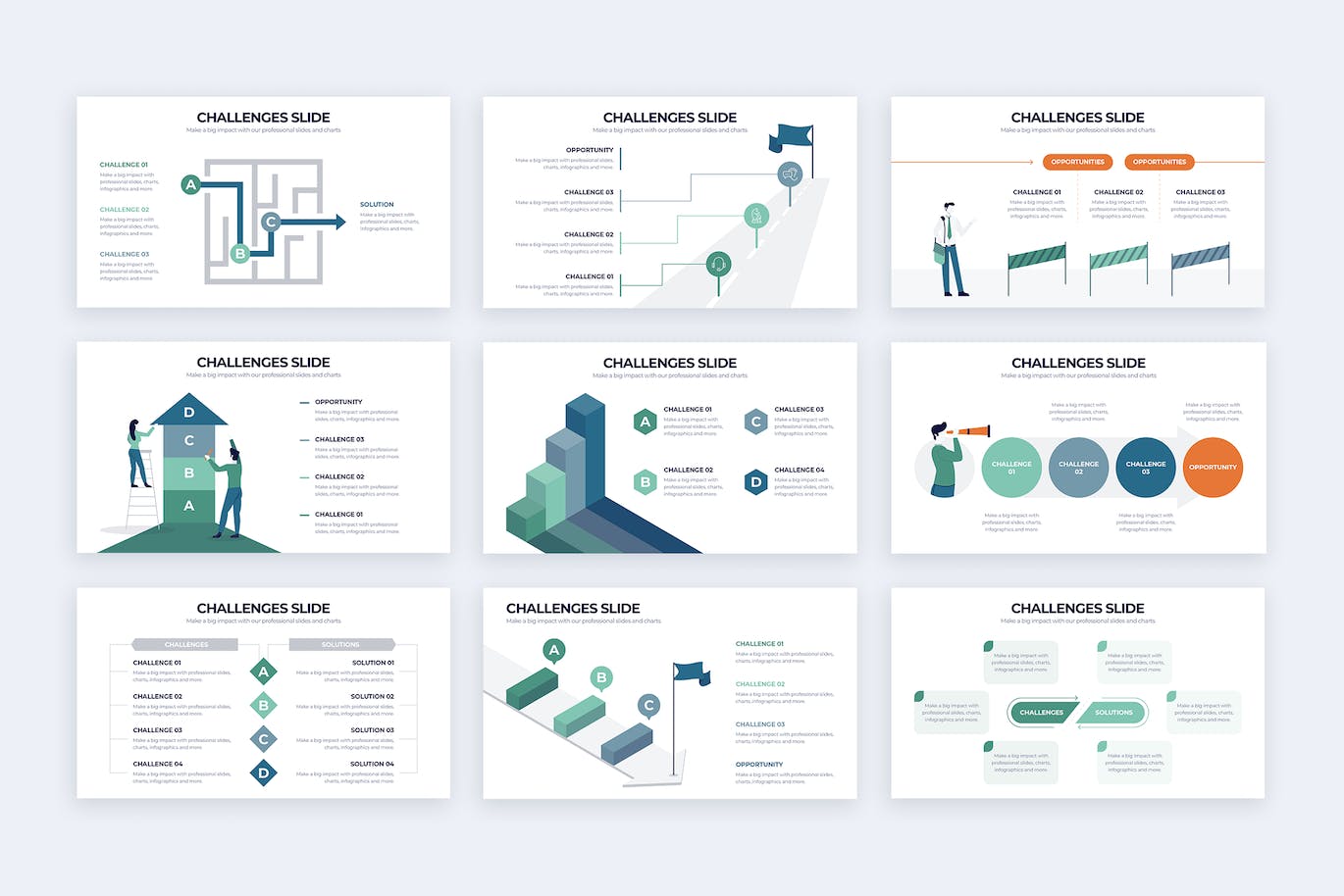 商业挑战信息图表矢量模板 Business Challenges Illustrator Infographics 幻灯图表 第3张