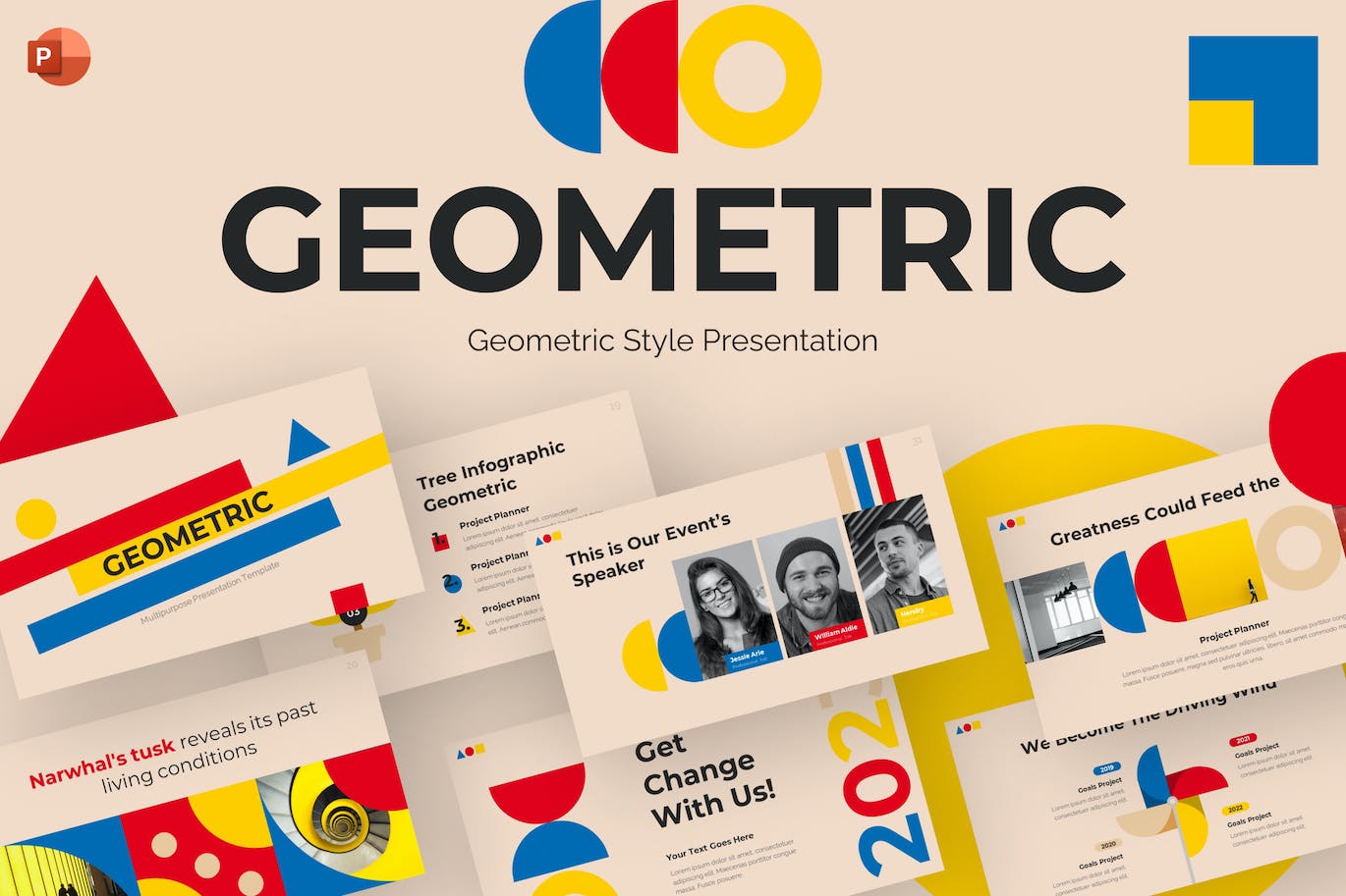 几何风格创意PPT幻灯片模板素材 Geometric Style Creative PowerPoint Template 幻灯图表 第1张
