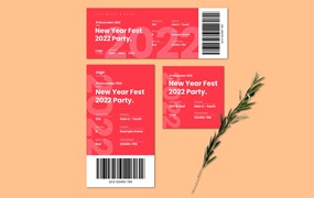 新春佳节电子票券设计模板 New Year Fest E-Ticket Template