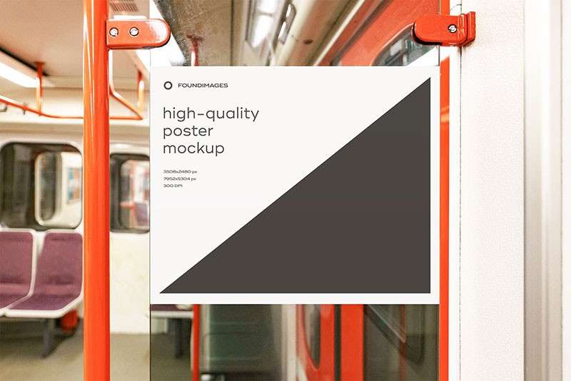 地铁站广告海报展示设计样机PSD模板 样机素材 第2张