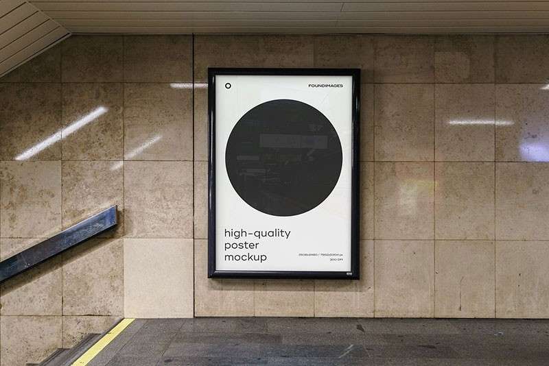 地铁站广告海报展示设计样机PSD模板 样机素材 第9张