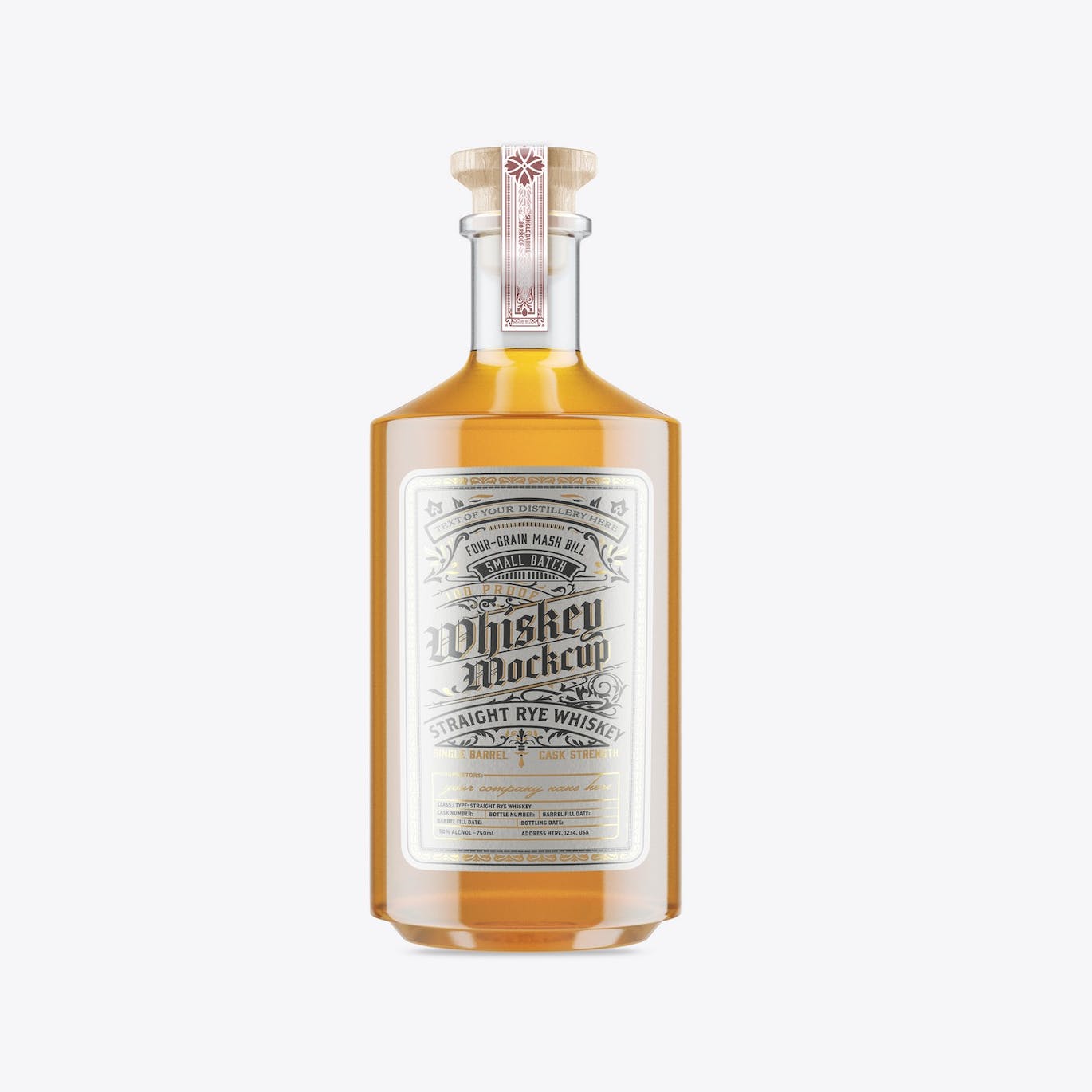 威士忌酒玻璃瓶包装设计样机 Pack Whiskey Liquor Glass Bottle Mockup 样机素材 第2张