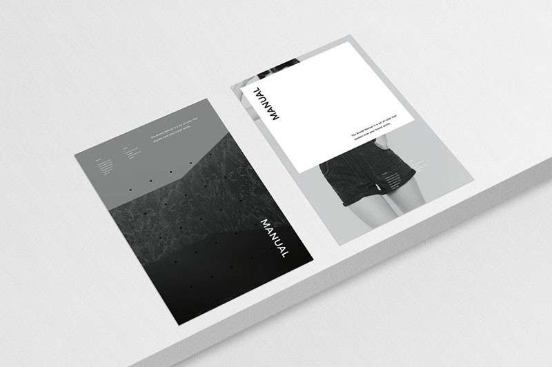 黑白色系品牌手册设计模板，INDD源文件 样机素材 第1张