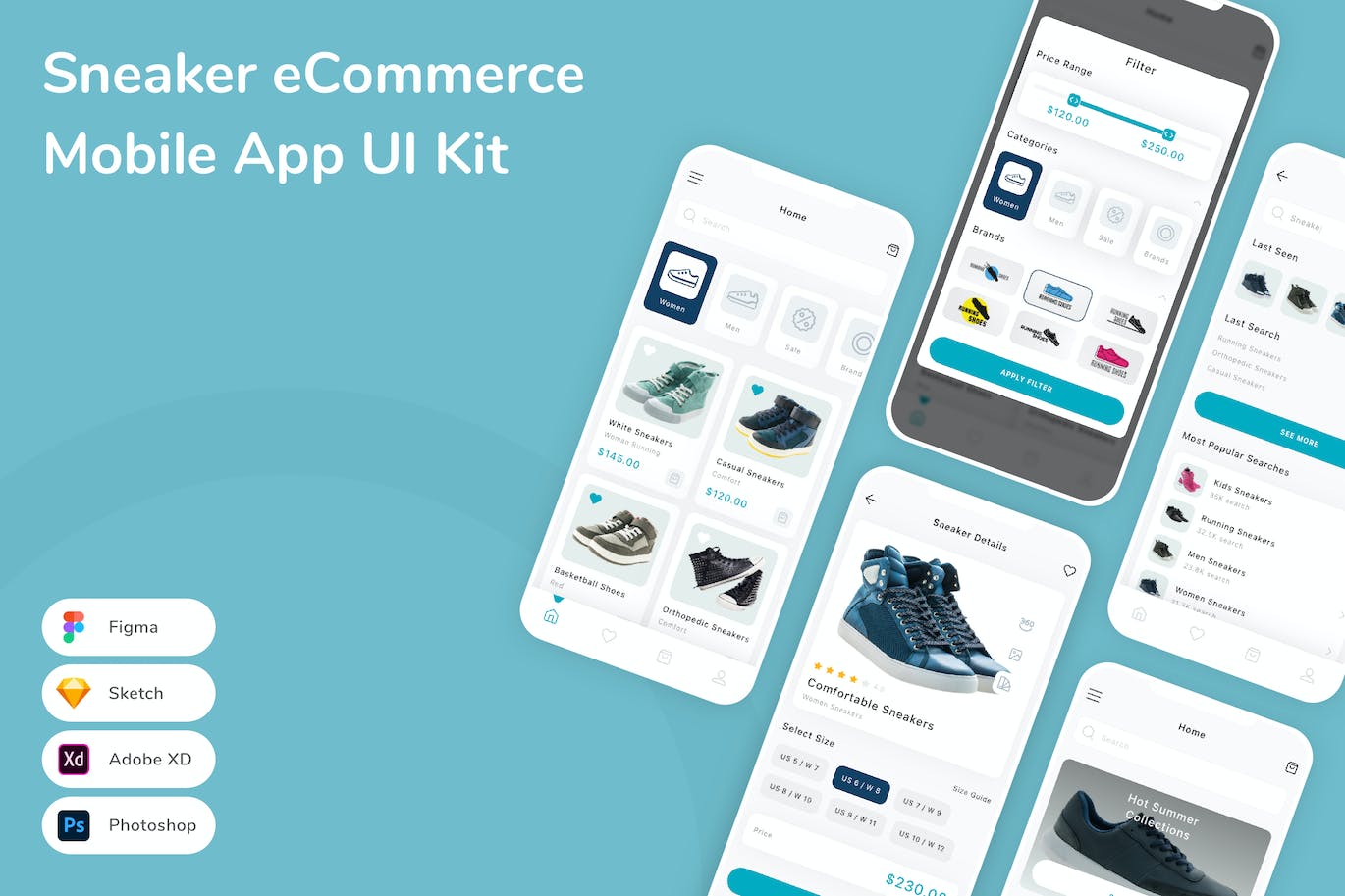 运动鞋电子商务App应用程序UI设计模板套件 Sneaker eCommerce Mobile App UI Kit APP UI 第1张