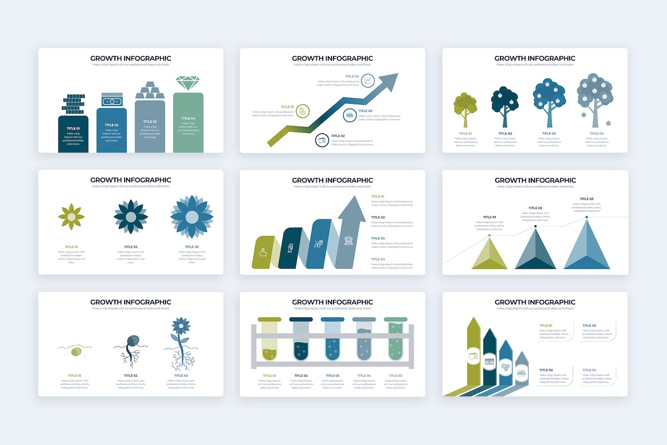 数据增长信息图表矢量模板 Business Growth Illustrator Infographics 幻灯图表 第2张