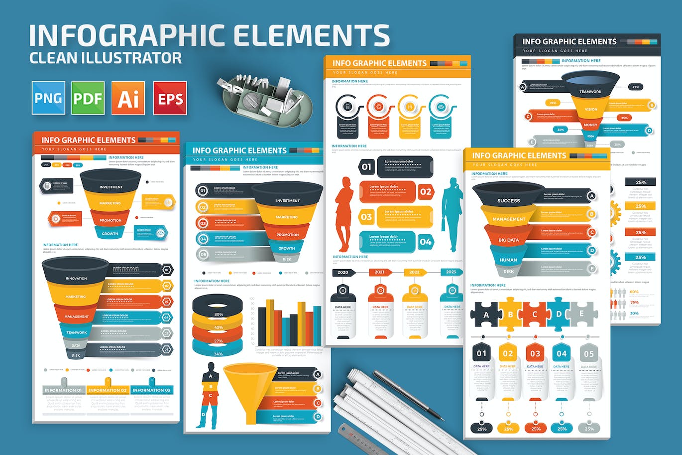数据步骤信息图表元素模板 Infographic Elements 幻灯图表 第1张