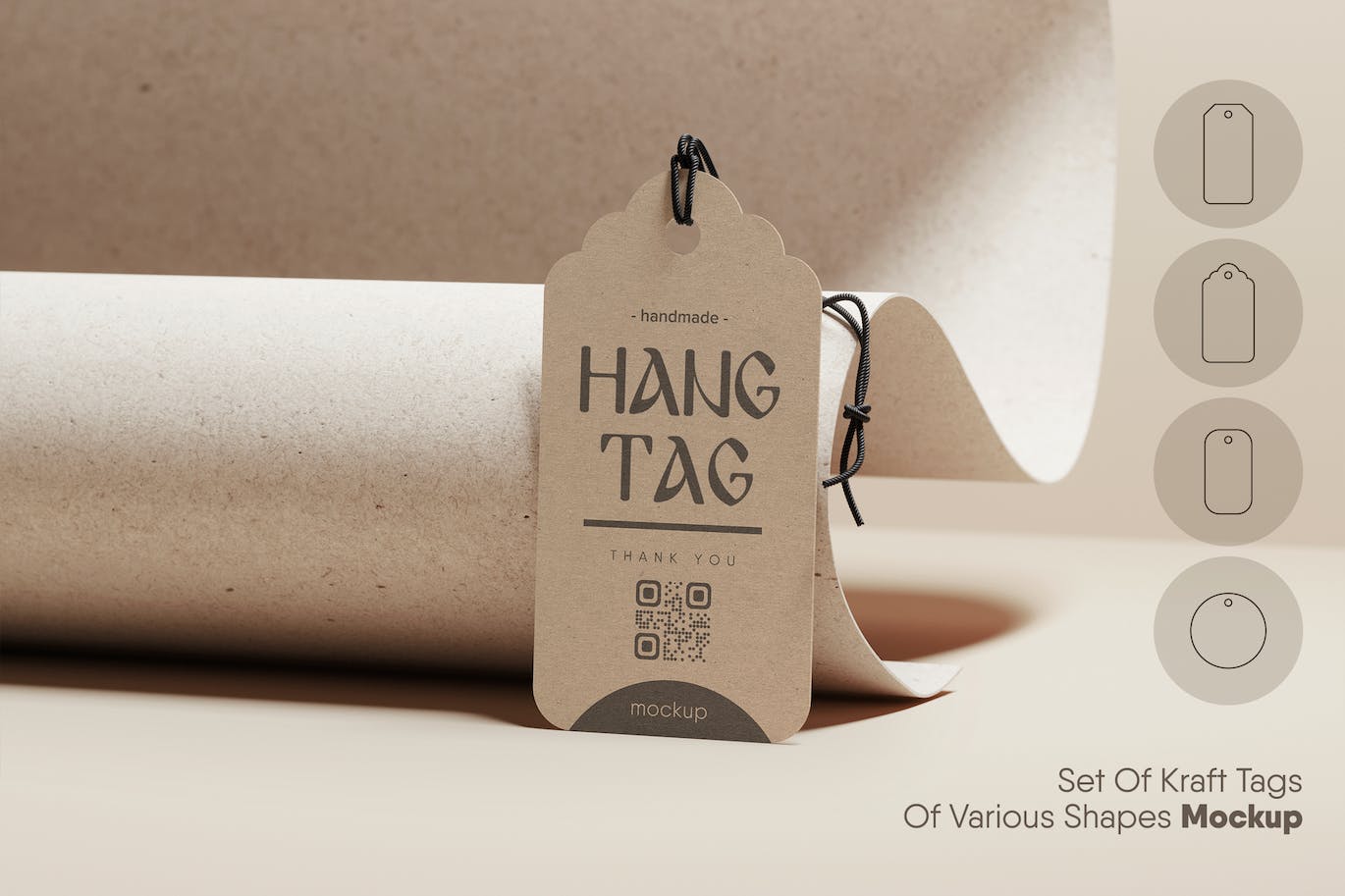 各种形状的牛皮纸价格品牌标签设计样机集 Set Of Kraft Tags Of Various Shapes Mockup 样机素材 第2张