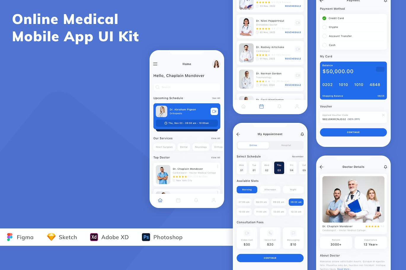 在线医疗移动应用程序App UI设计套件 Online Medical Mobile App UI Kit APP UI 第1张
