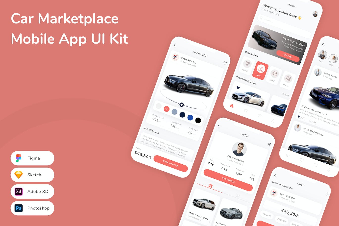 汽车市场App应用程序UI设计模板套件 Car Marketplace Mobile App UI Kit APP UI 第1张