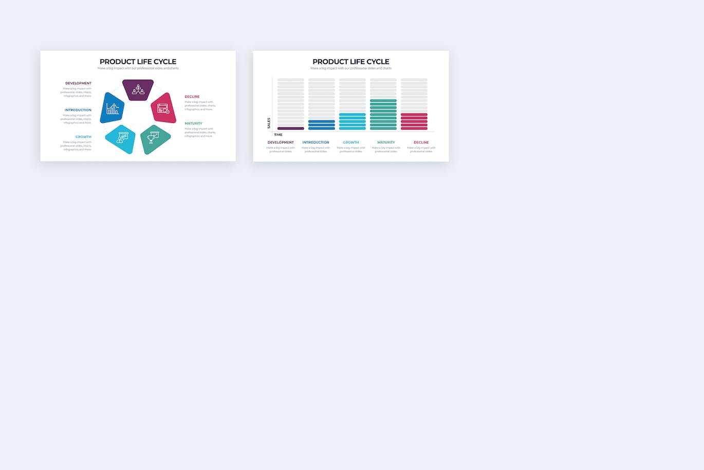 产品生命周期信息图表矢量模板 Product Life Cycle Illustrator Infographics 幻灯图表 第4张