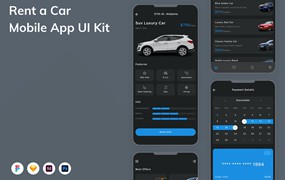 租车移动应用程序App设计UI模板 Rent a Car Mobile App UI Kit