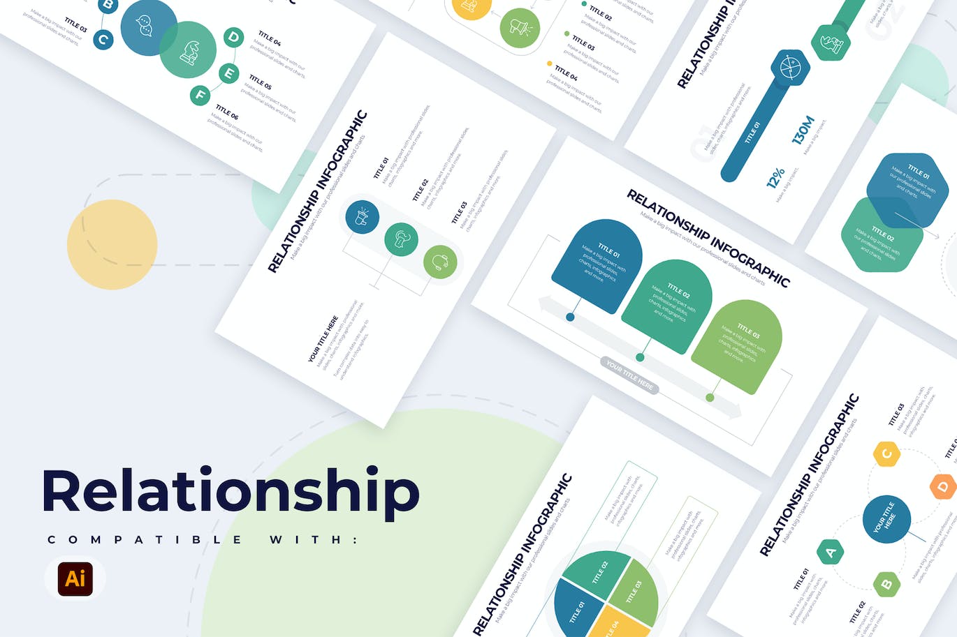 业务关系信息图表矢量模板 Business Relationship Illustrator Infographics 幻灯图表 第1张