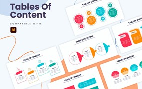 目录步骤信息图表矢量模板 Business Table of Content Illustrator Infographics