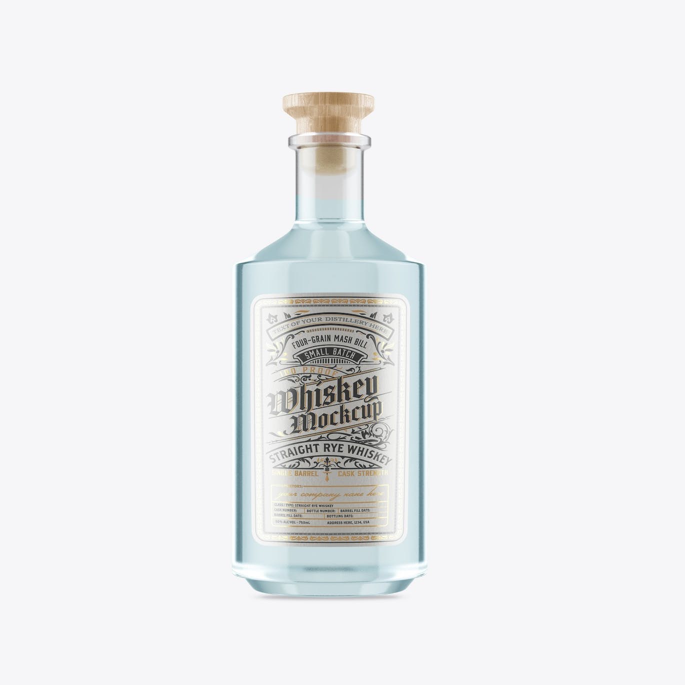 威士忌酒玻璃瓶包装设计样机 Pack Whiskey Liquor Glass Bottle Mockup 样机素材 第7张