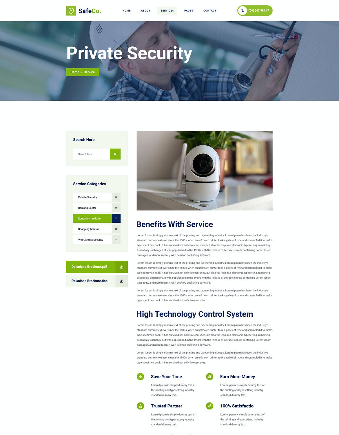 监控安全服务机构网站设计PSD模板 SafeCo – CCTV Security Service Agency PSD Template APP UI 第4张