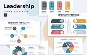 商业领导力信息图表矢量模板 Business Leadership Illustrator Infographics