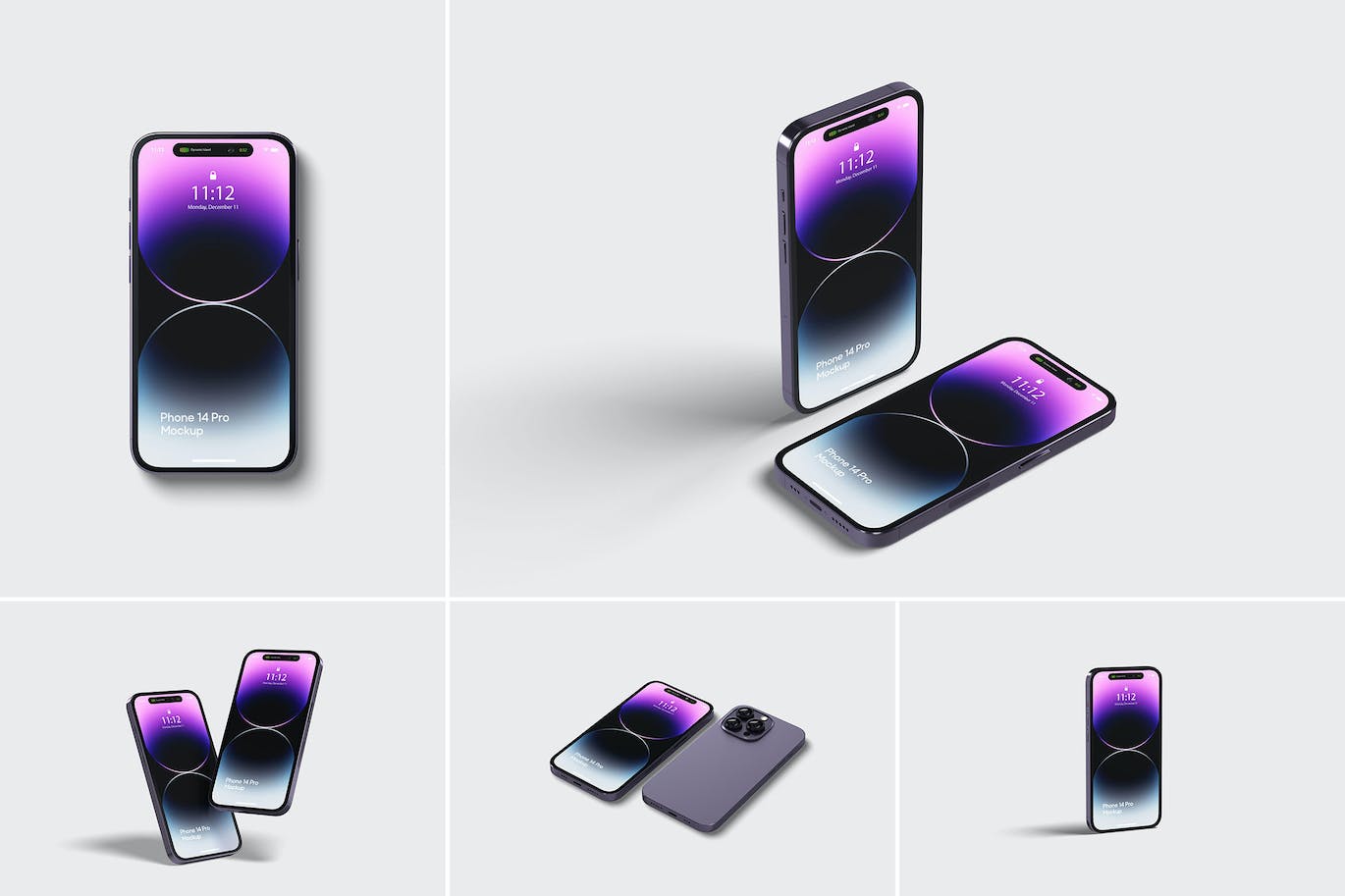 紫色iPhone 14 Pro苹果手机样机 Phone 14 Pro Mockup 样机素材 第1张