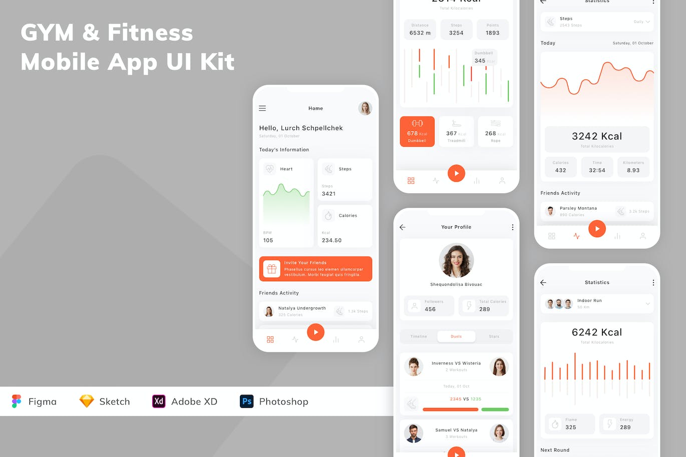 健身房和健身App应用程序UI设计模板套件 GYM & Fitness Mobile App UI Kit APP UI 第1张
