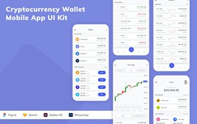 加密货币钱包移动应用程序App UI设计套件 Cryptocurrency Wallet Mobile App UI Kit
