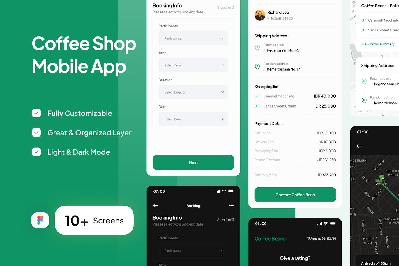 咖啡店移动App应用预订&订单界面设计模板 Coffee Bean – Coffee Shop Mobile App (Part 3) APP UI 第1张
