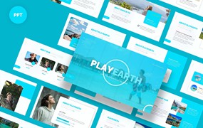 海洋旅行蓝色PPT素材 PlayEarth Travel And Trip – PowerPoint