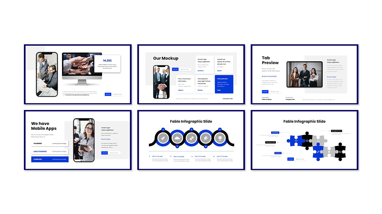 企业战略报告PPT创意模板 Fable – Business Presentation PowerPoint Template 幻灯图表 第5张