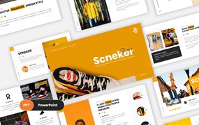 运动鞋品牌PPT幻灯片模板素材 Scneker – Shoes And Sneakers PowerPoint Template