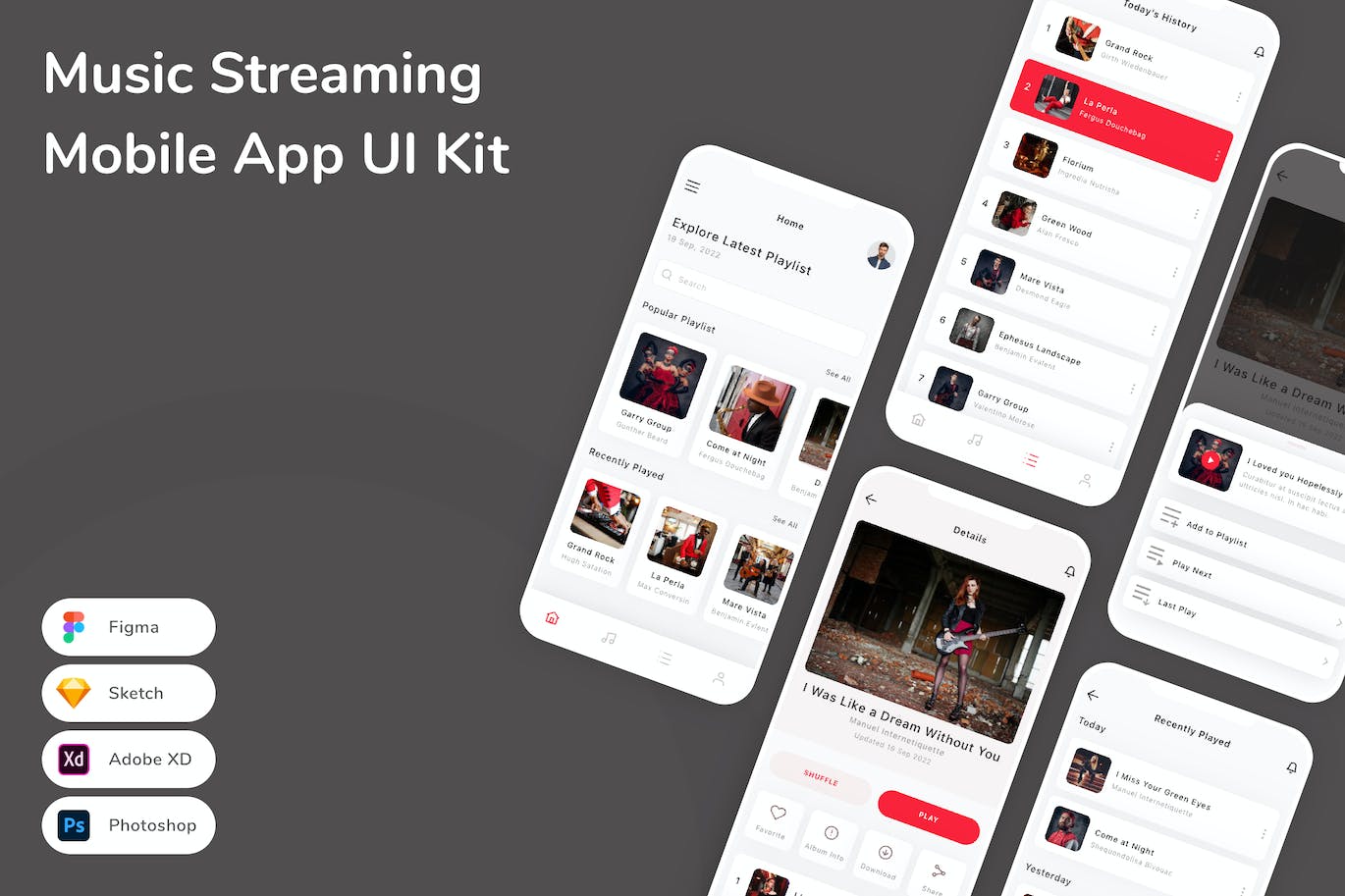 音乐流媒体App应用程序UI设计模板套件 Music Streaming Mobile App UI Kit APP UI 第1张