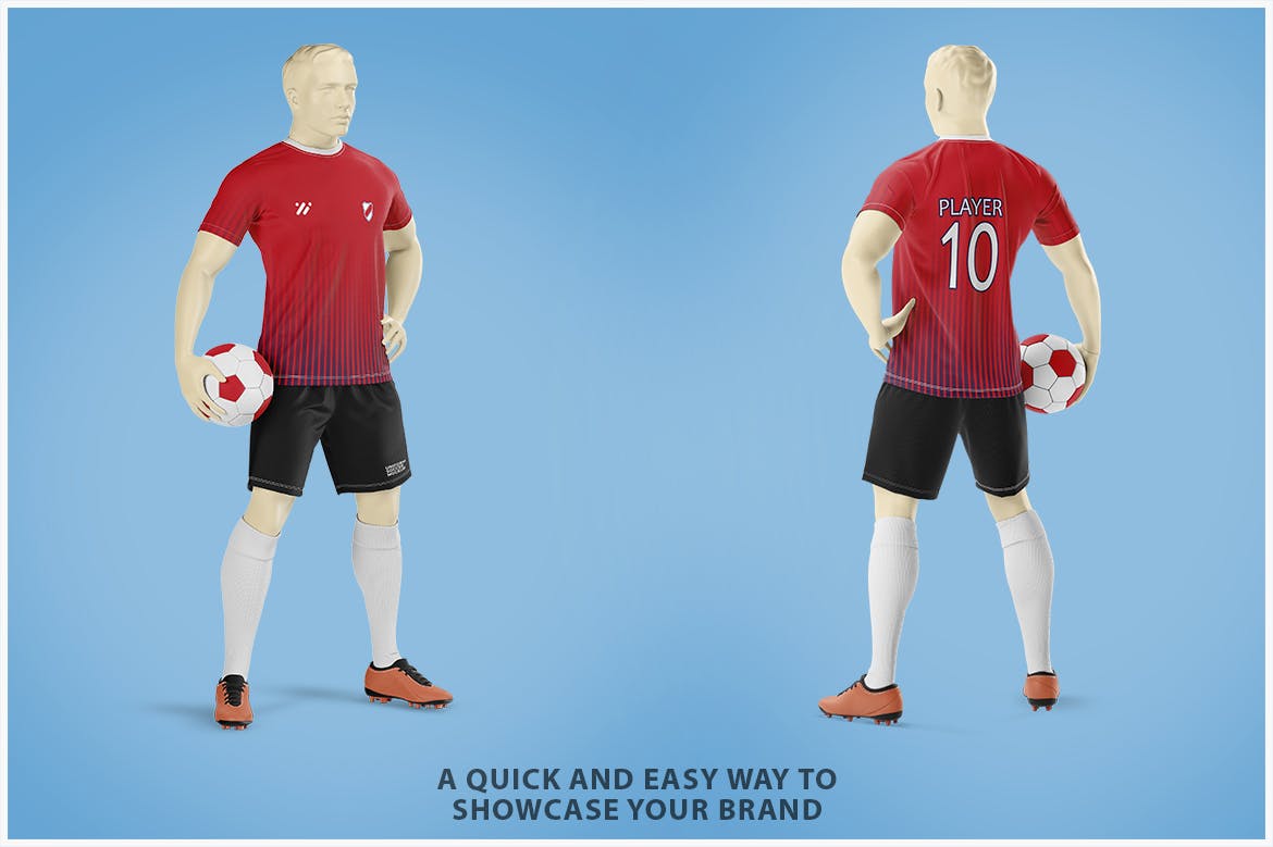 足球运动员服装设计样机 Soccer Player Mockup Template 样机素材 第2张