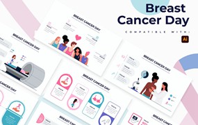 乳腺癌日信息图表矢量模板 Breast Cancer Day Illustrator Infographics