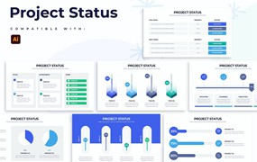 项目状态信息图表矢量模板 Business Project Status Illustrator Infographics